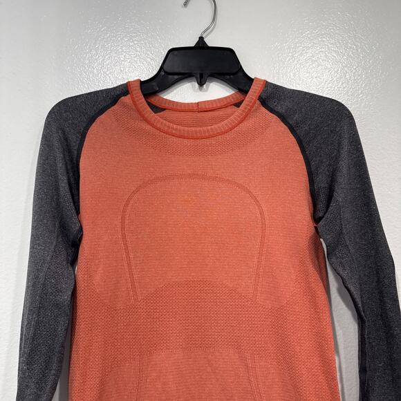 Lululemon Two Tone Run Swiftly Tech Long Sleeve Top Women’s Size 4 Coral Gray - Picture 2 of 6